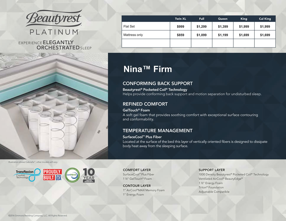Nina firm mattress savings